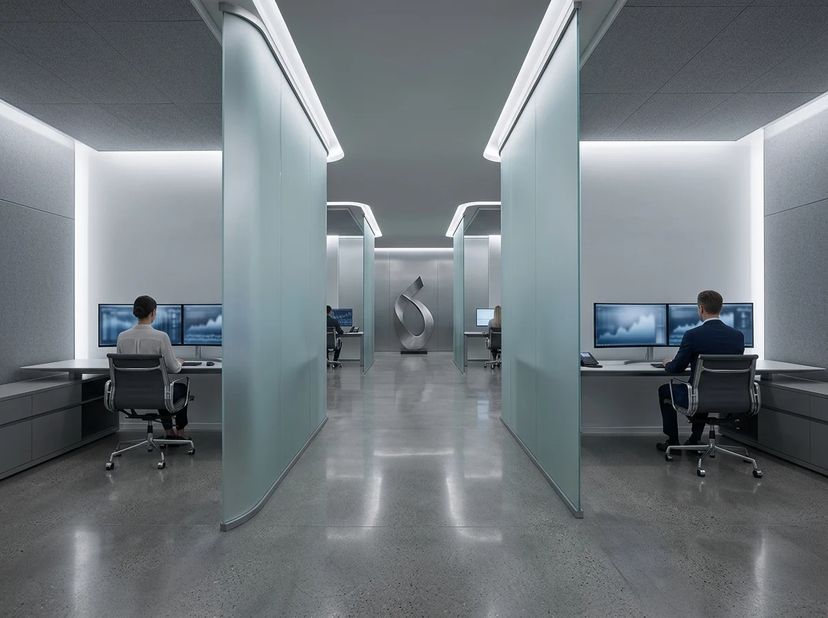 Modernes Technologiezentrum als Symbol für die Betradar-Produktion virtueller Pferderennen