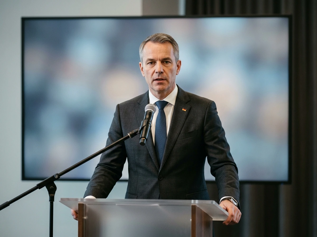 Sprecher der Glücksspielbehörde präsentiert auf einer Pressekonferenz die Marktanalyse zum Schwarzmarkt