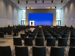 Konferenzsaal in Berlin als Symbol für die Debatte um den Schwarzmarkt virtueller Pferdewetten